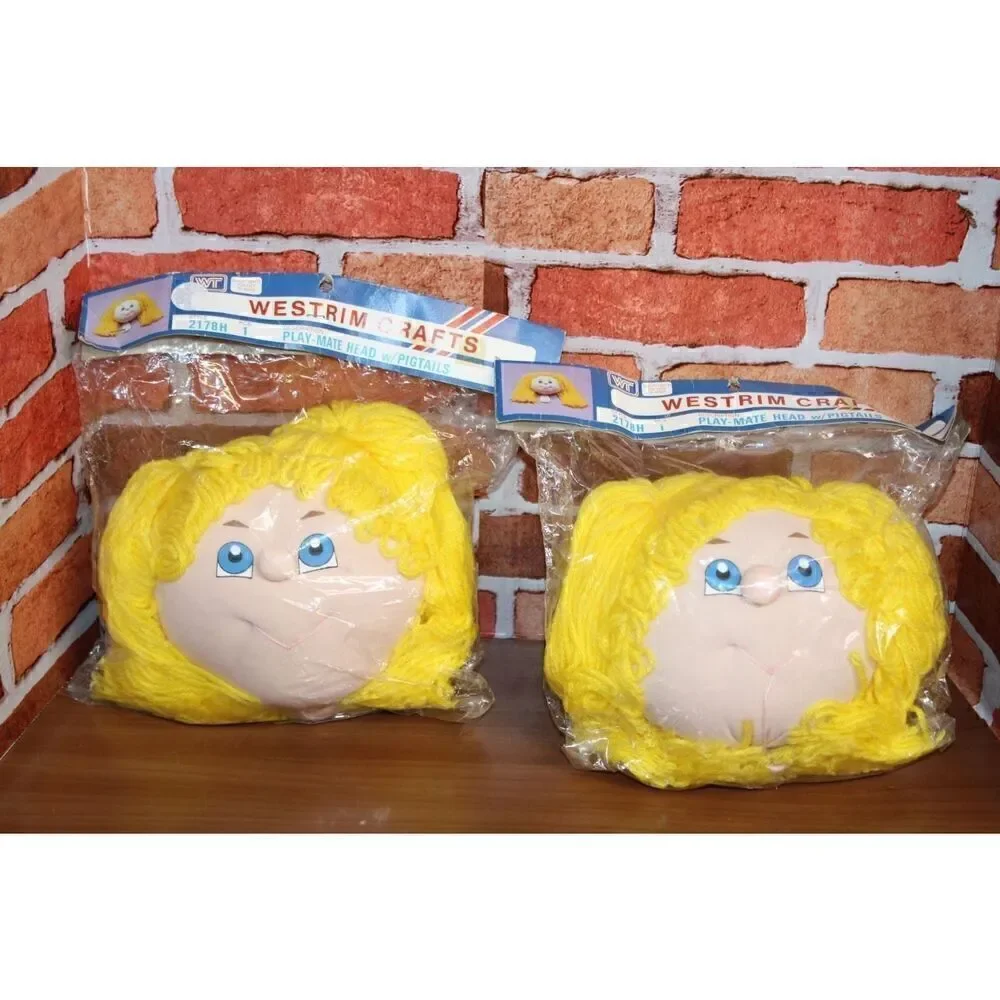 Westrim Crafts Large Play Mate Pigtails Blonde hair Doll Head Vintage #A17